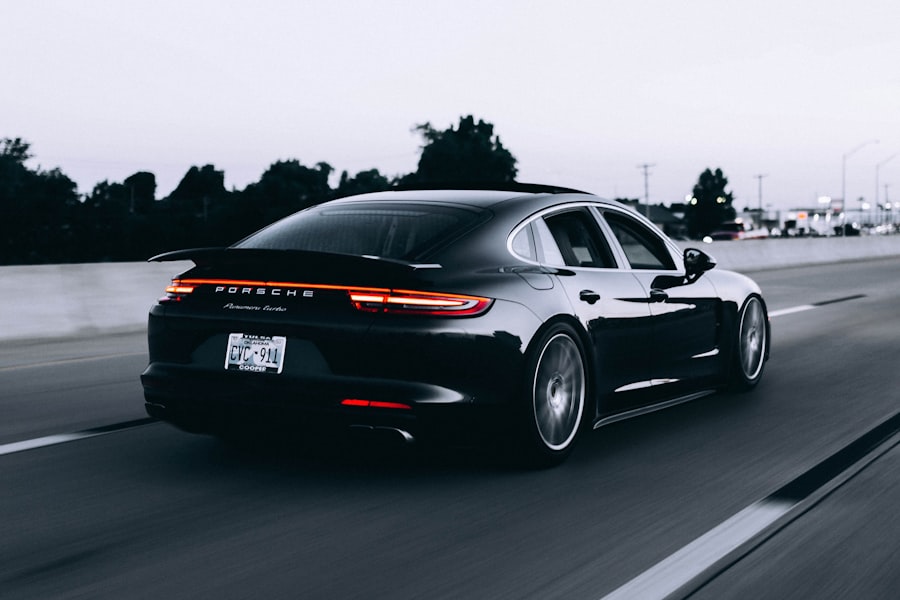 A car driving at high speed